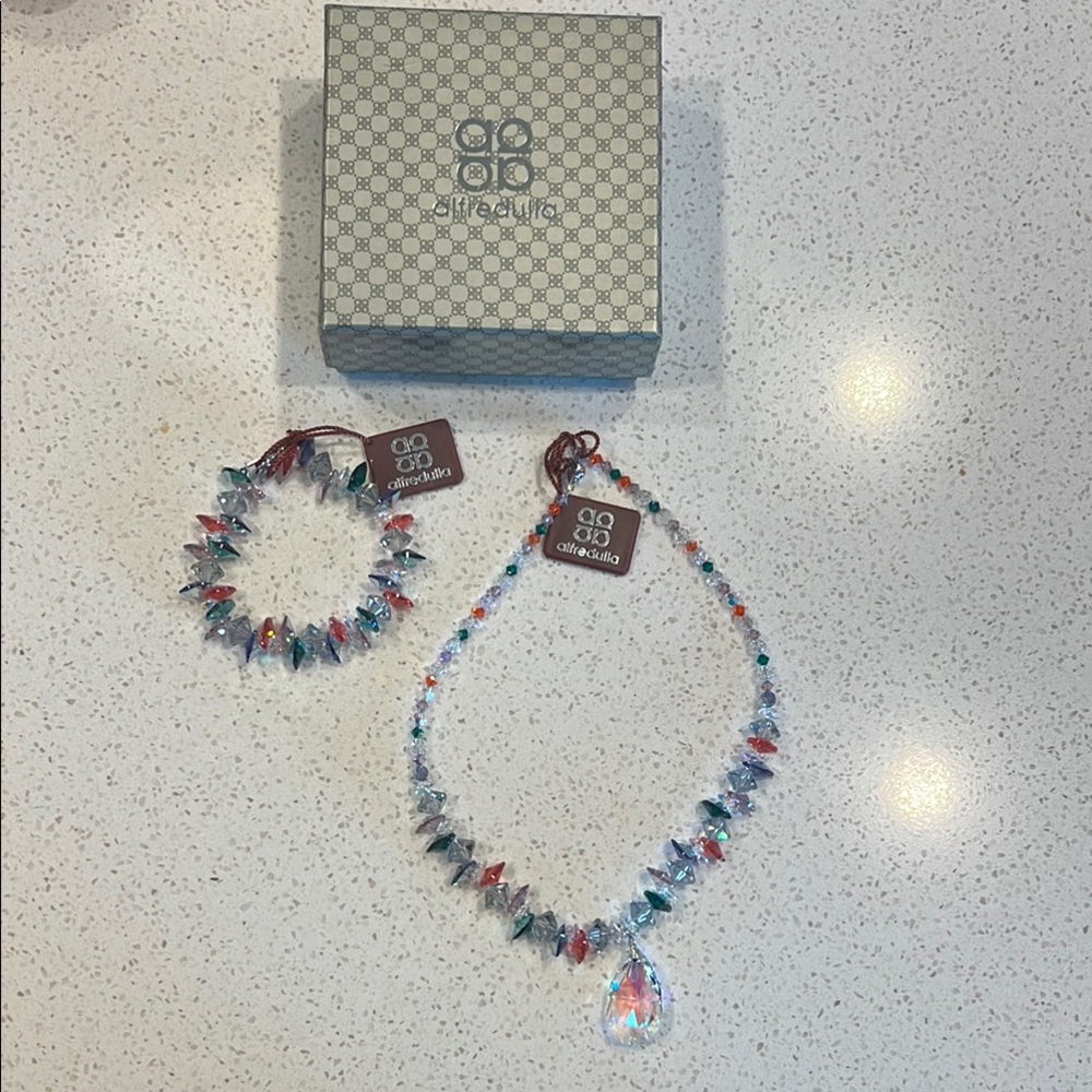 Red and Blue Necklace with Elegant Design